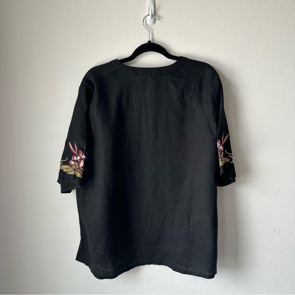 Johnny Was// JWLA Maise Easy V neck Blouse Embroidered Boho Black Size XL - Picture 3 of 11